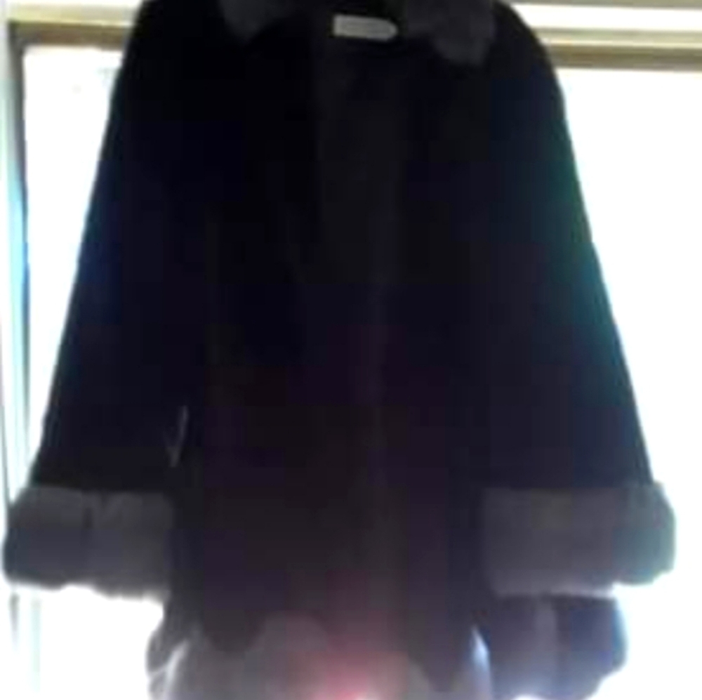 Black and grey faux fur coat